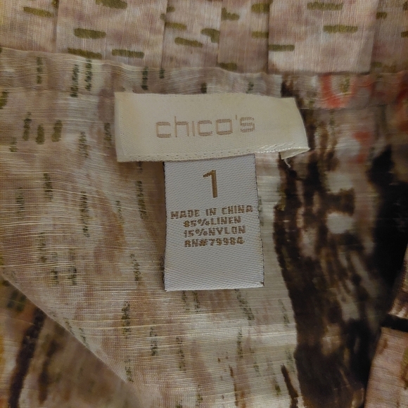 Chicos Brown Cardigan Jacket Size 1 Linen‎ Open Front Snakeskin Animal Print - Picture 3 of 8